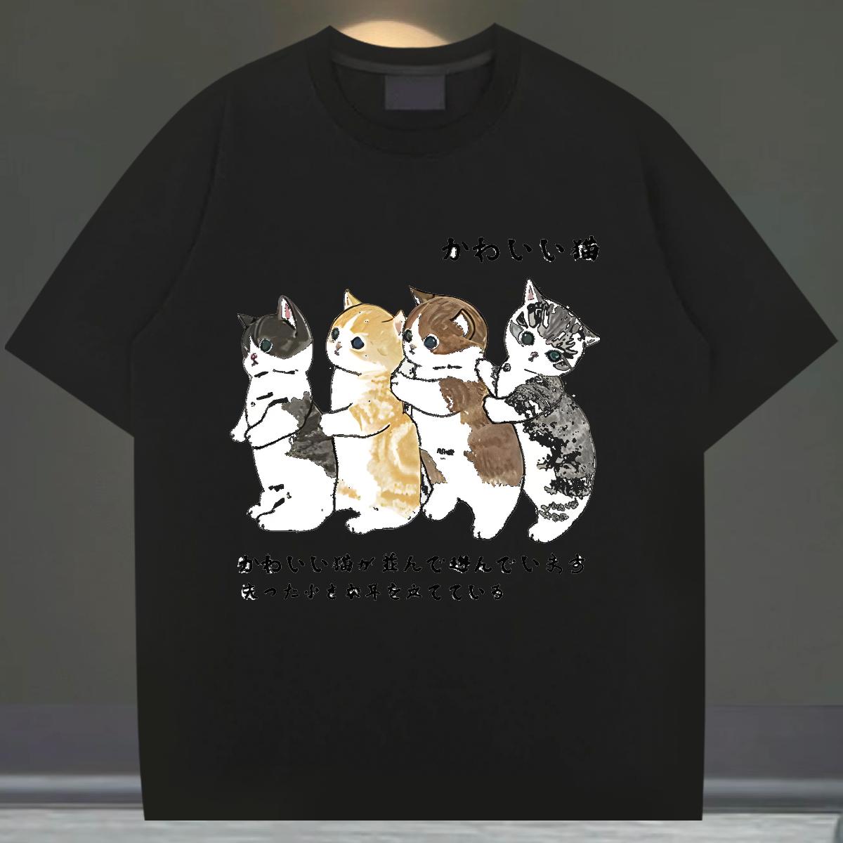 Classic T-Shirts for Men High Street Hip Hop Breathable Crew Neck Cotton Couples T Shirts Brand Black Oversized Tops Tees