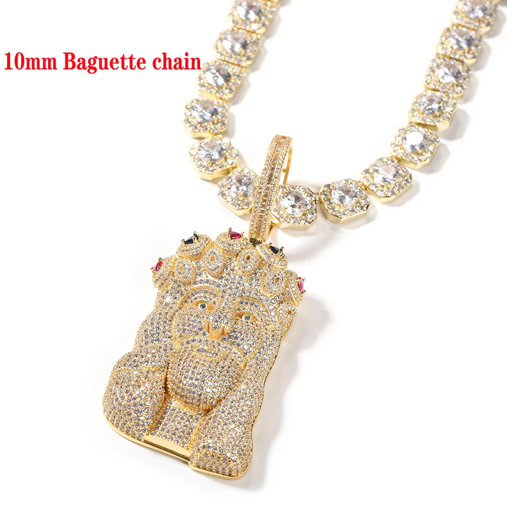 THE BLING KING Huge Religious Jesus Pendant Necklace Full Iced Out Cubic Zirconia Charm Tennis Fashion Hiphop Jewelry 240710