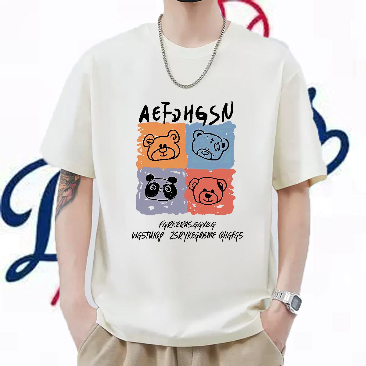 Comfortable Men Clothes T-Shirt Breathable Crew Neck High Street Hip Hop Man T Shirts Oversized S-3XL Classic Casual Tees