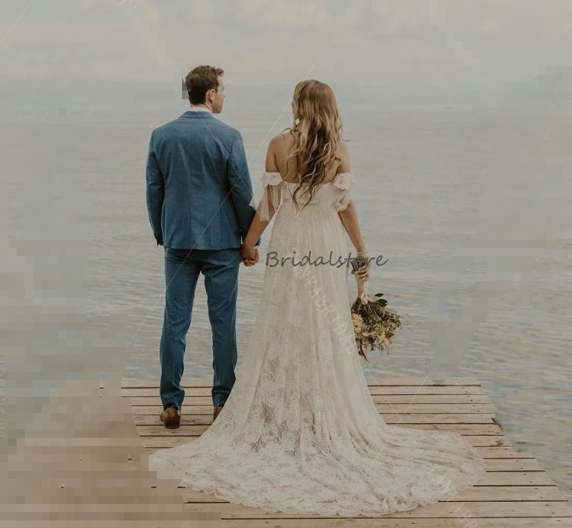 Fulllace Forest Wedding Dresses 2024 Elegant Sweetheart Celtic Boho Bride Dress Hispanic Gatsby Beach Bridal Dress Sweep Train Vestios Casamento Robe 