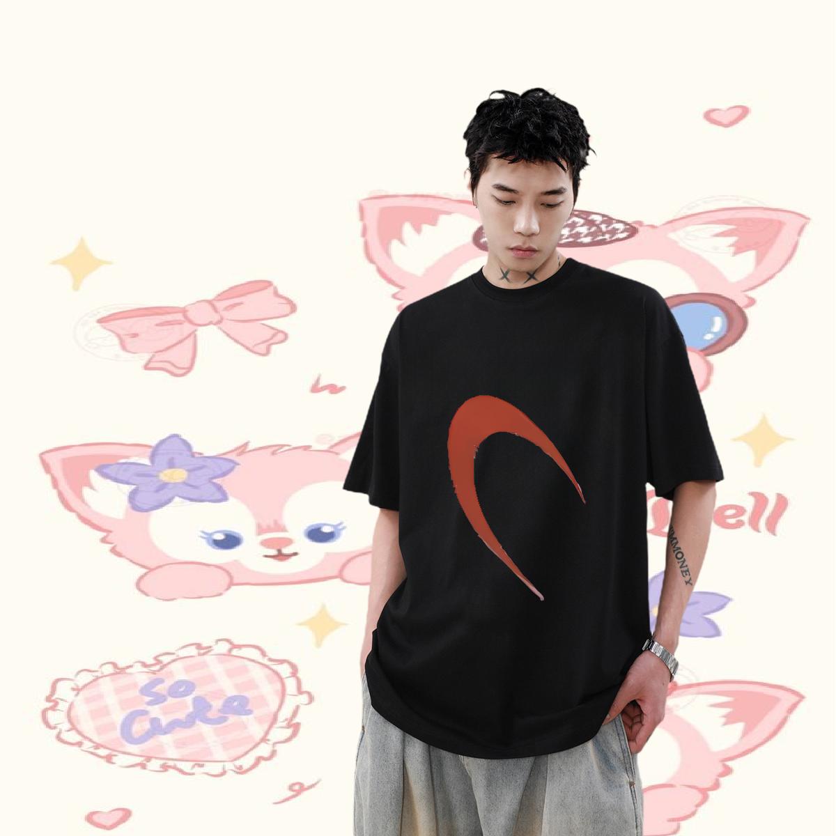 Designer Fashion Men T Shirts Black Oversized Couples T Shirts Daily Wear O-Neck Short Sleeve Cotton Classic Tshirts