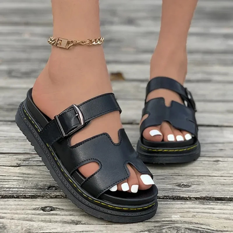 Roman Slippers Womens Platform Shoes Summer Open Toe Beach Flip Slippers 2024 Fashion Bouncing Sandals Walking Womens Slide 240712