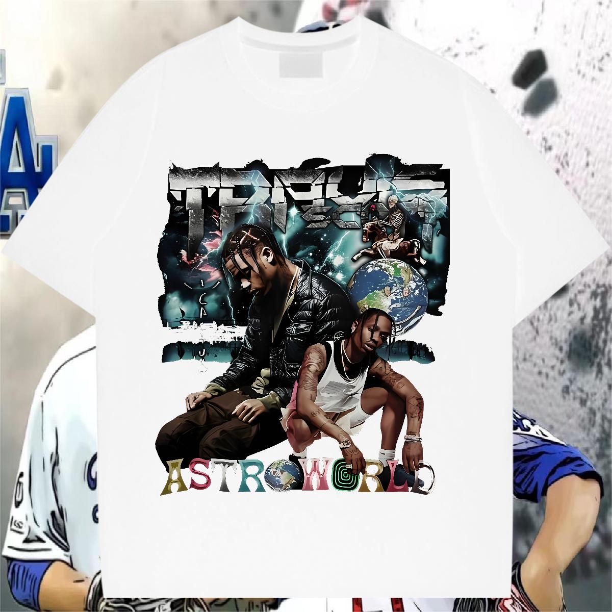 Loose Fit T Shirt For Man High Street Hip Hop Breathable Crew Neck Cotton Men Clothes T-Shirt Classic Casual Cartoon Print Tshirts