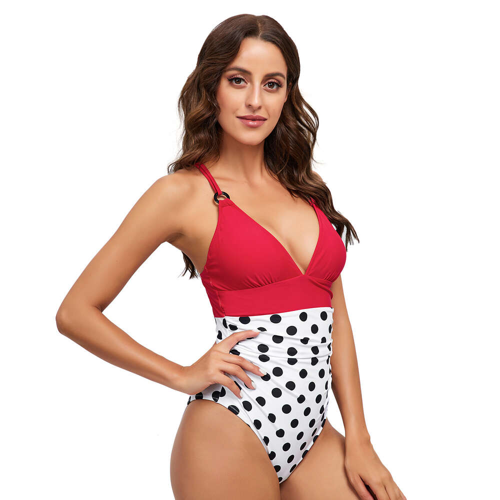 Popular 2023 New Style with Loop Closure, Backless, Sexy Color Blocked Suspender, One-piece Swimsuit for Women Temperament Bifurcated Loose Waist Sexy