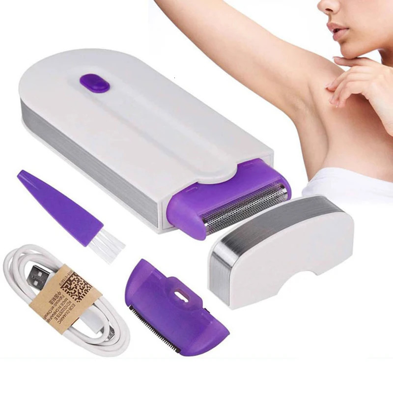 2 In 1 Rechargeable Electric Epilator Women Painless Hair Removal Epilator Device Instant Sensor Light Shaver Drop 240713