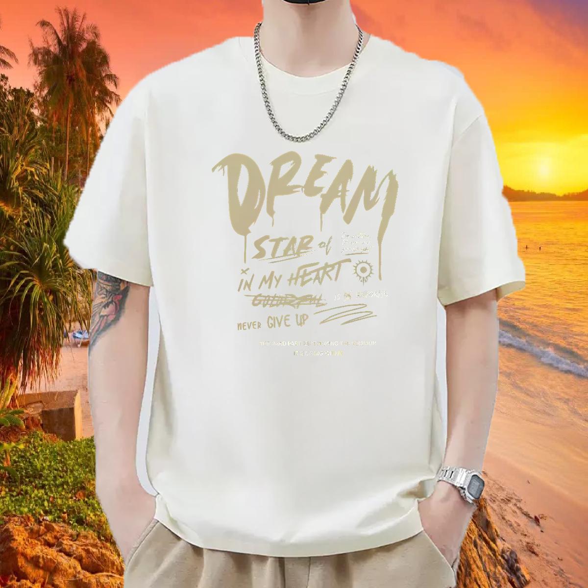 New T-Shirts Black Oversized Men Tops Tees Street Casual Crew Neck Cotton Brand Polos