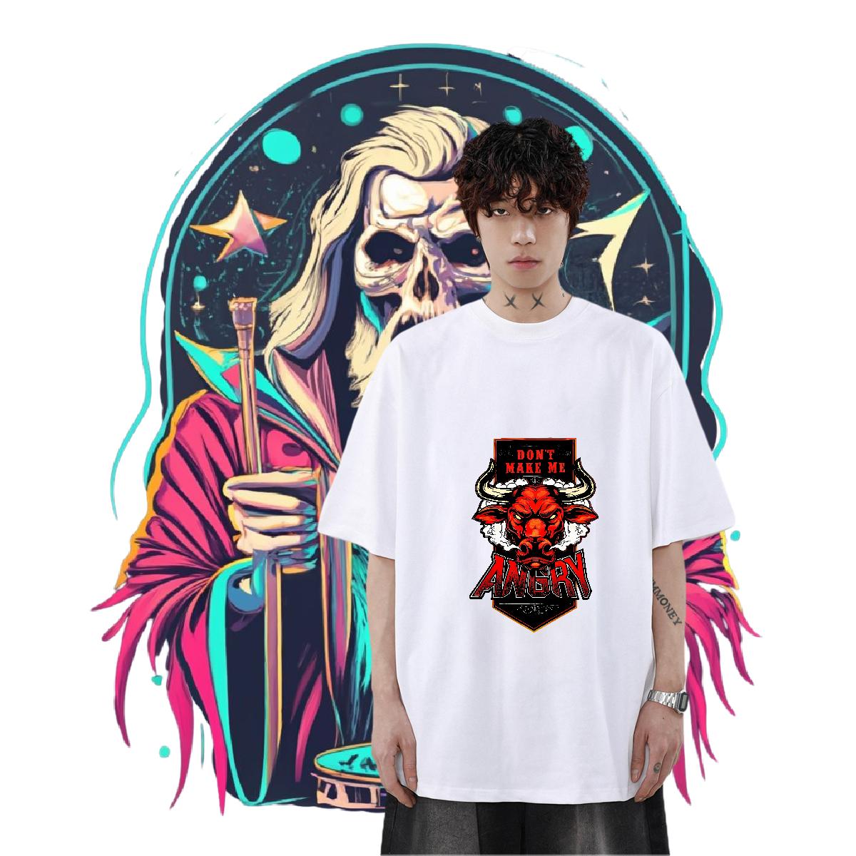 Loose Mens T Shirts High Street Hip Hop Breathable Crew Neck Cotton Tshirt for Man Woman Wholesale Anime Print Tees Shirts