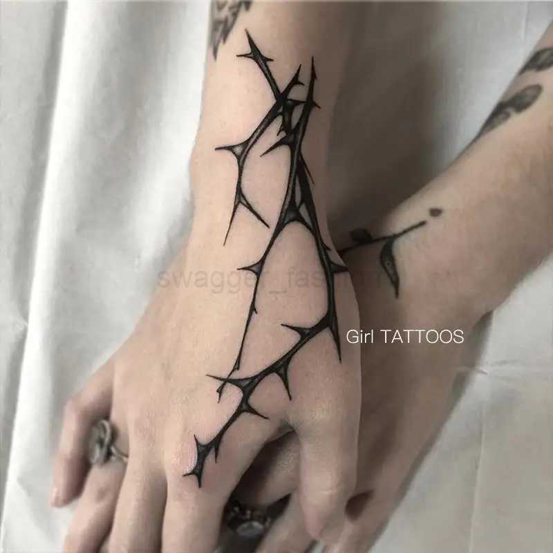 4pc Arm Line Thorns Waterproof Faux Tatouage Temporary Tattoo Stickers Hombre Female Hand Back Personality Cool Art Fake TattooB240713