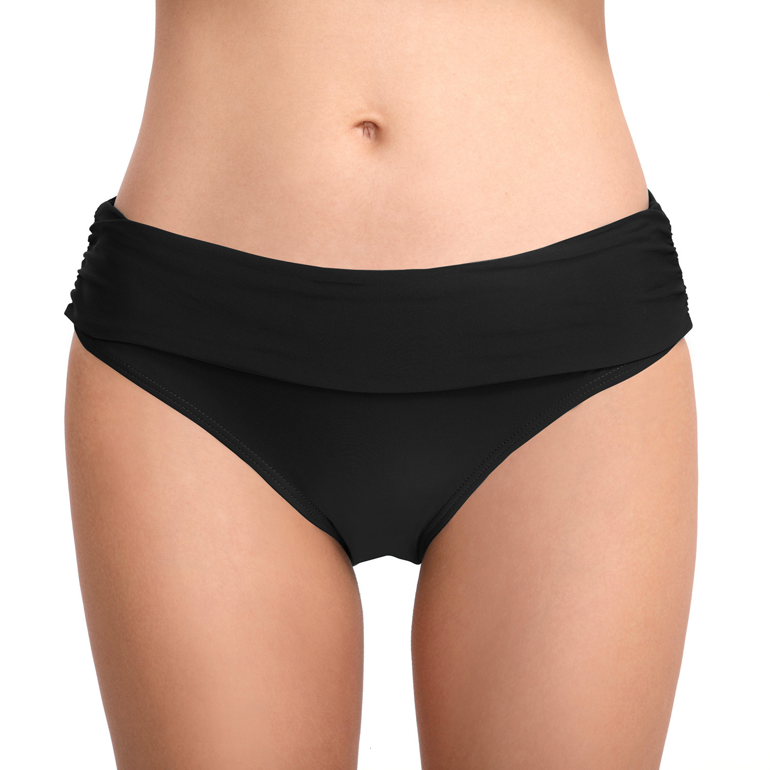 Gentle Wind Long Fashion New Pattern Versatile Popular Sexy Elastic Hip Lifting Pleated Solid Color Women's Triangle Trunks, Beach Swimming Trunk