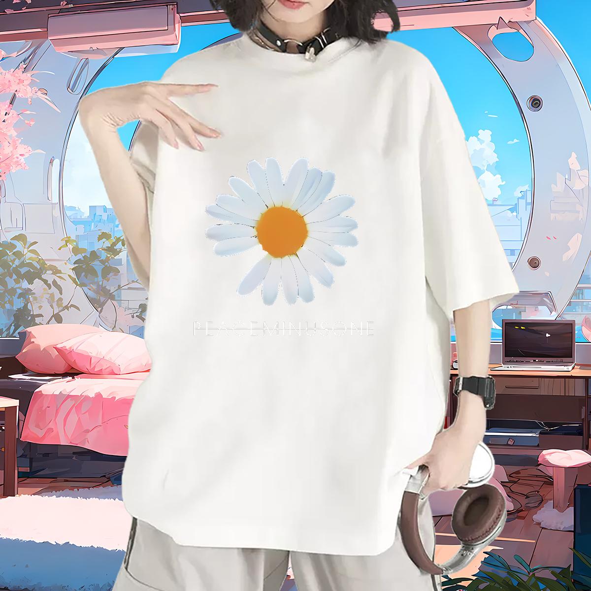 Popular T Shirts Women Short sleeve Cotton Soft Tee Shirt Daily Wear Classic Womens Tshirts Cartoon Floral Printing