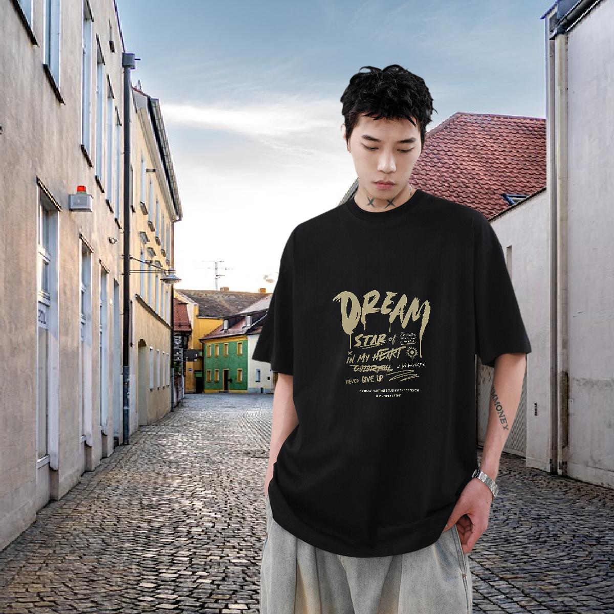 Classic Casual Men T Shirts Cartoon Printing S-3XL Men Tshirts Hip Hop Street 180g Cotton High Quality Tees Shirts