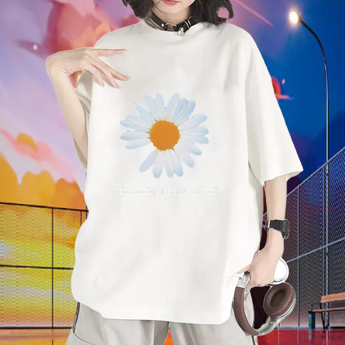 Short sleeve Cotton Soft Woman T Shirts DIY Street Wear Unisex Tshirts Cartoon Floral Printing Brand Top Shirts