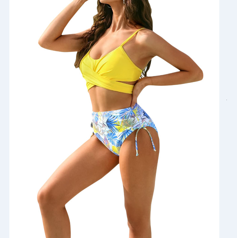 New Arrival New Product Washable Non-ironing Leisure Time Temperament New Pattern Ventilation 2023 New Bikini High Waist Women's Sexy Split Swimw