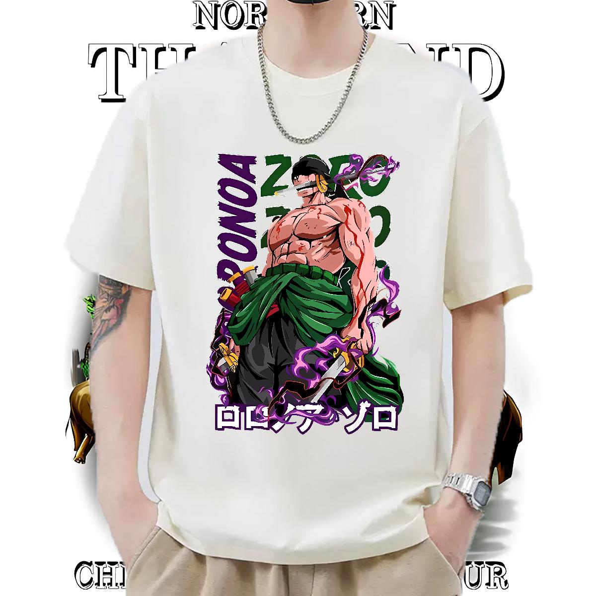 Cool Man T Shirts Anime Printing Street Crew Neck Cotton Breathable Men Tops Tees Fashion Designer White Plus Size Tees Shirts