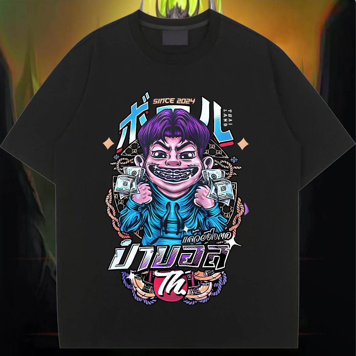 Loose fit T-Shirts for Women Short sleeve Cotton Soft Top Tees High Street Hip Hop 2024 Womens Tshirts Cartoon Printing S-3XL