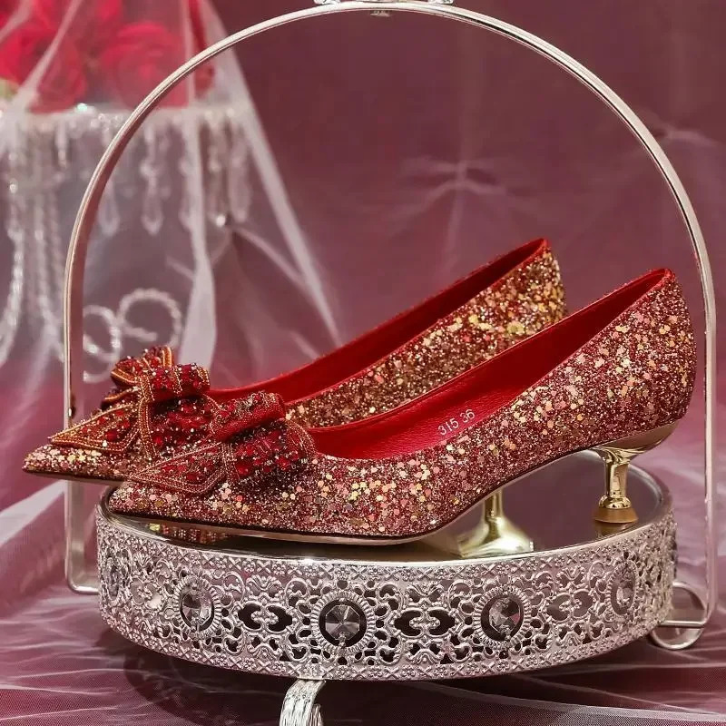 Womens summer dress Stiletto Rhinestone womens shoes 2024 with the real bride Mark fashionable elegant and comfortable E 240712bj