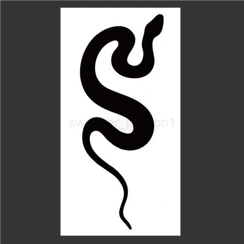 1PC Snake Fake Tattoo Dark Tide Cool Flower Arm Black Mamba Dead Man Snake Skull Disposable Waterproof Tattoo StickersB240713