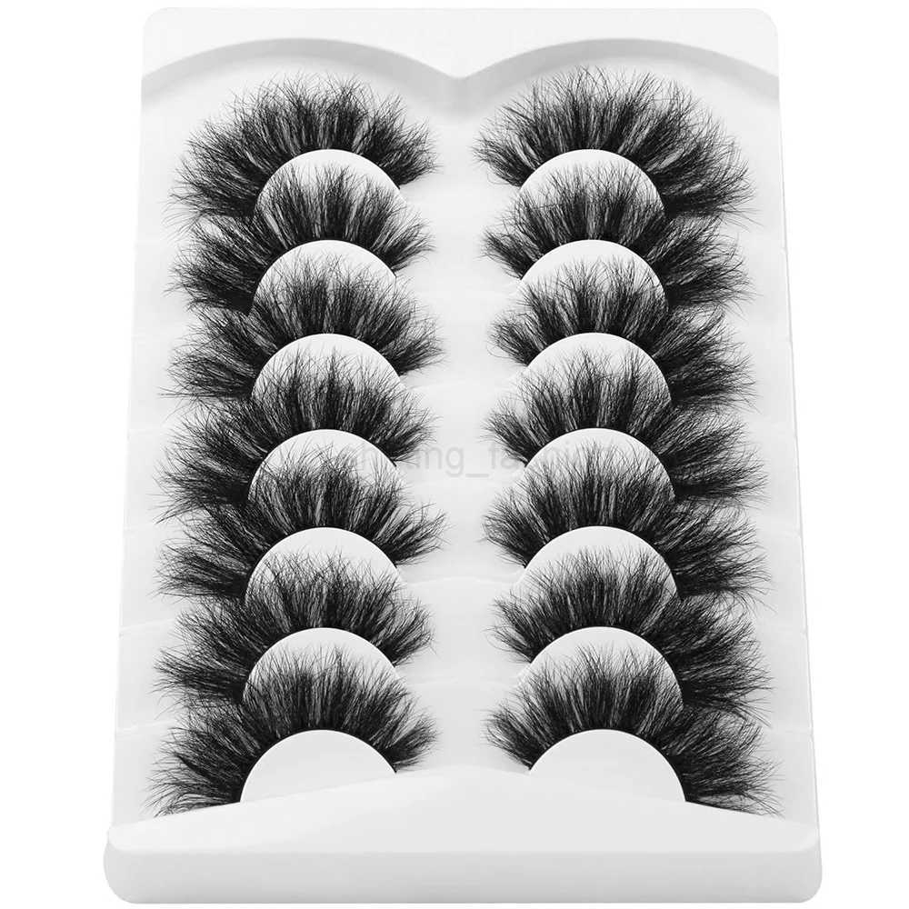 Faux Lashes 7 Pairs Mink Fluffy False Eyelashes Thick Volume Dramatic Cat Eye Lashes Long ctrip Wispy Lashes PackCL240713