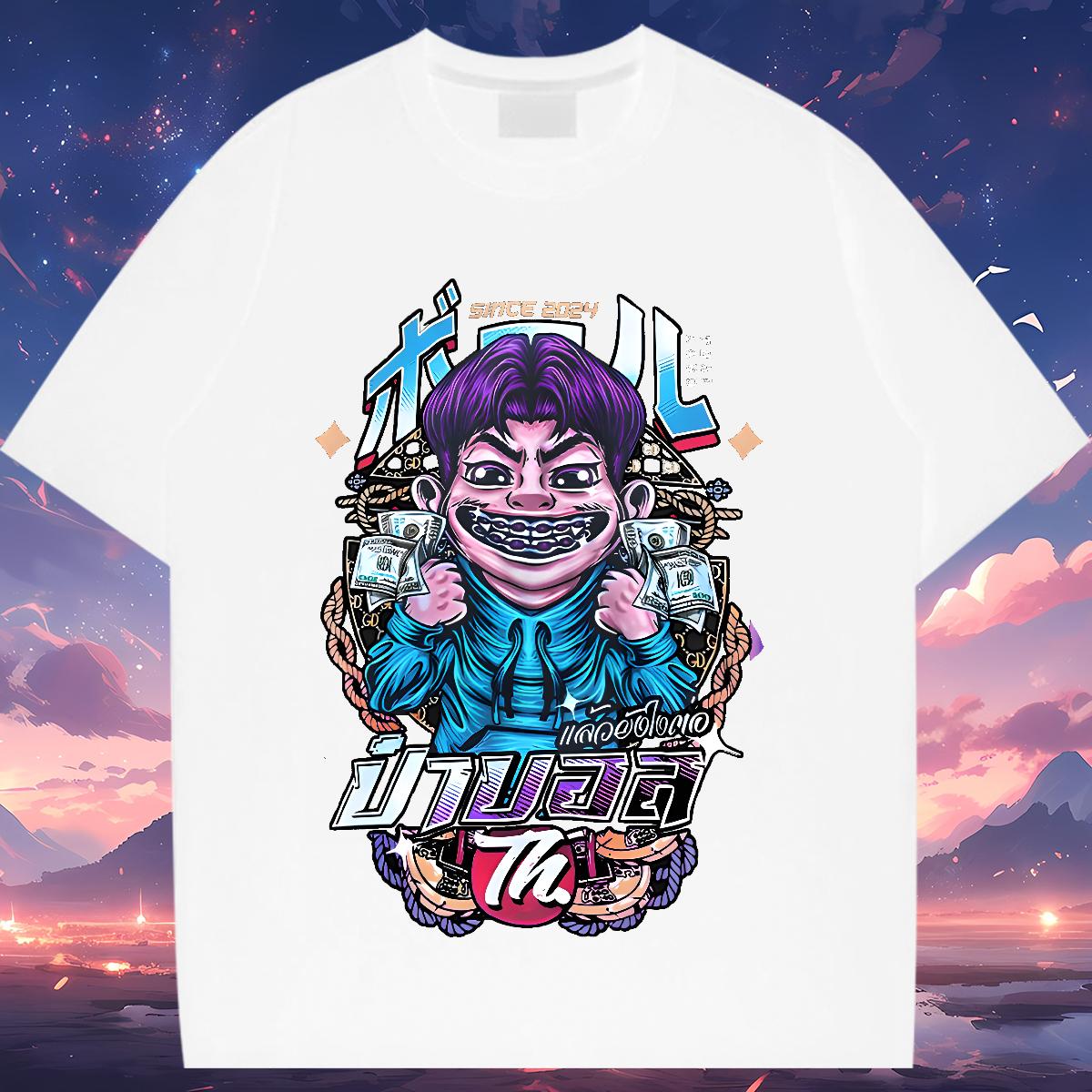 Stylist T-Shirts O-Neck Short Sleeve Cotton DIY Anime Wear Casual Lady Women Tees