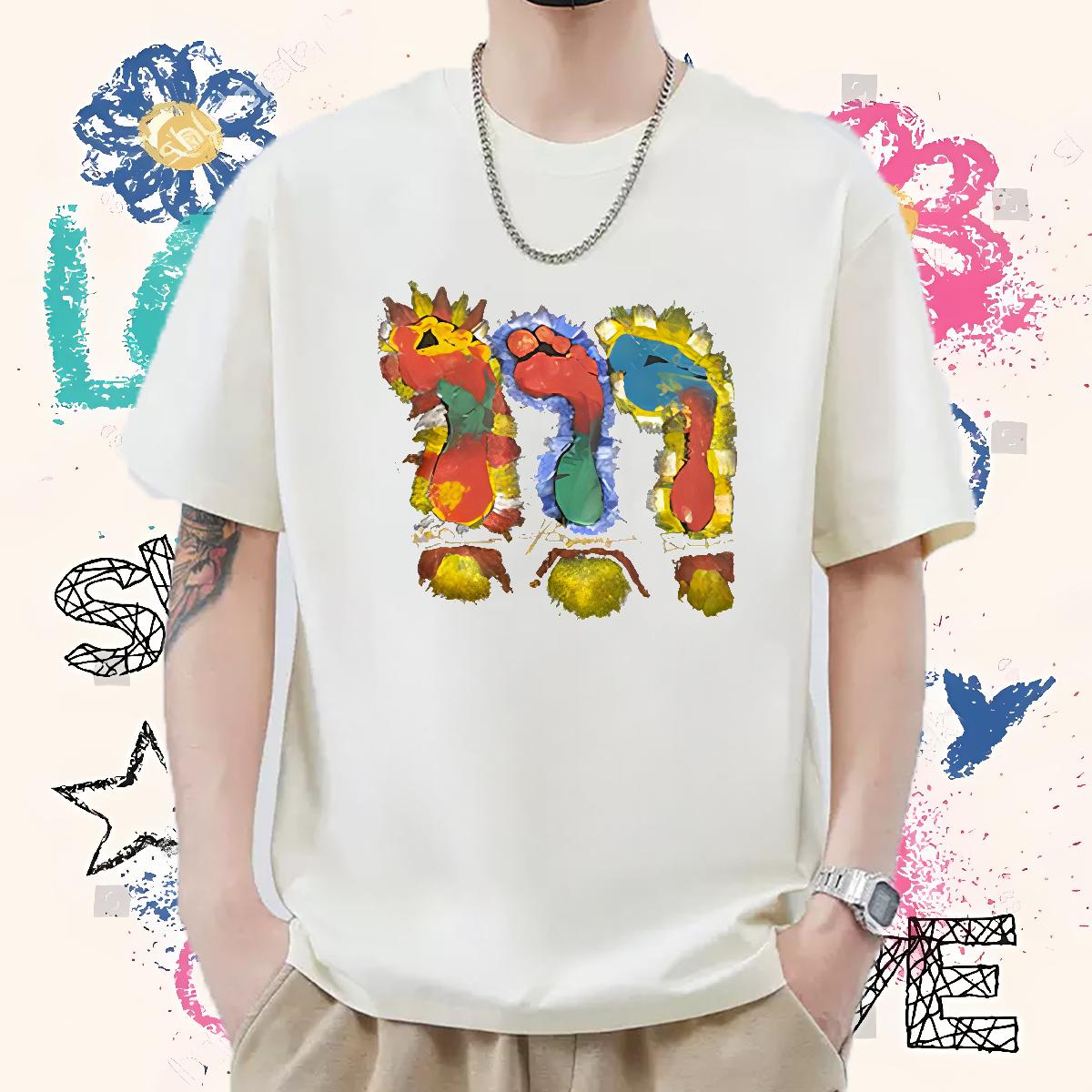 Comfortable Couples T Shirts Short sleeve Cotton Soft Casual T shirt Cartoon Print 2024 DIY Tees