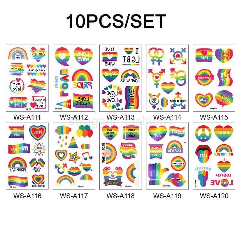 LGBT Rainbow Temporary Tattoo Colorful Stickers Waterproof Art Disposable Face Body Arm Tattoos for Women PartyB240713