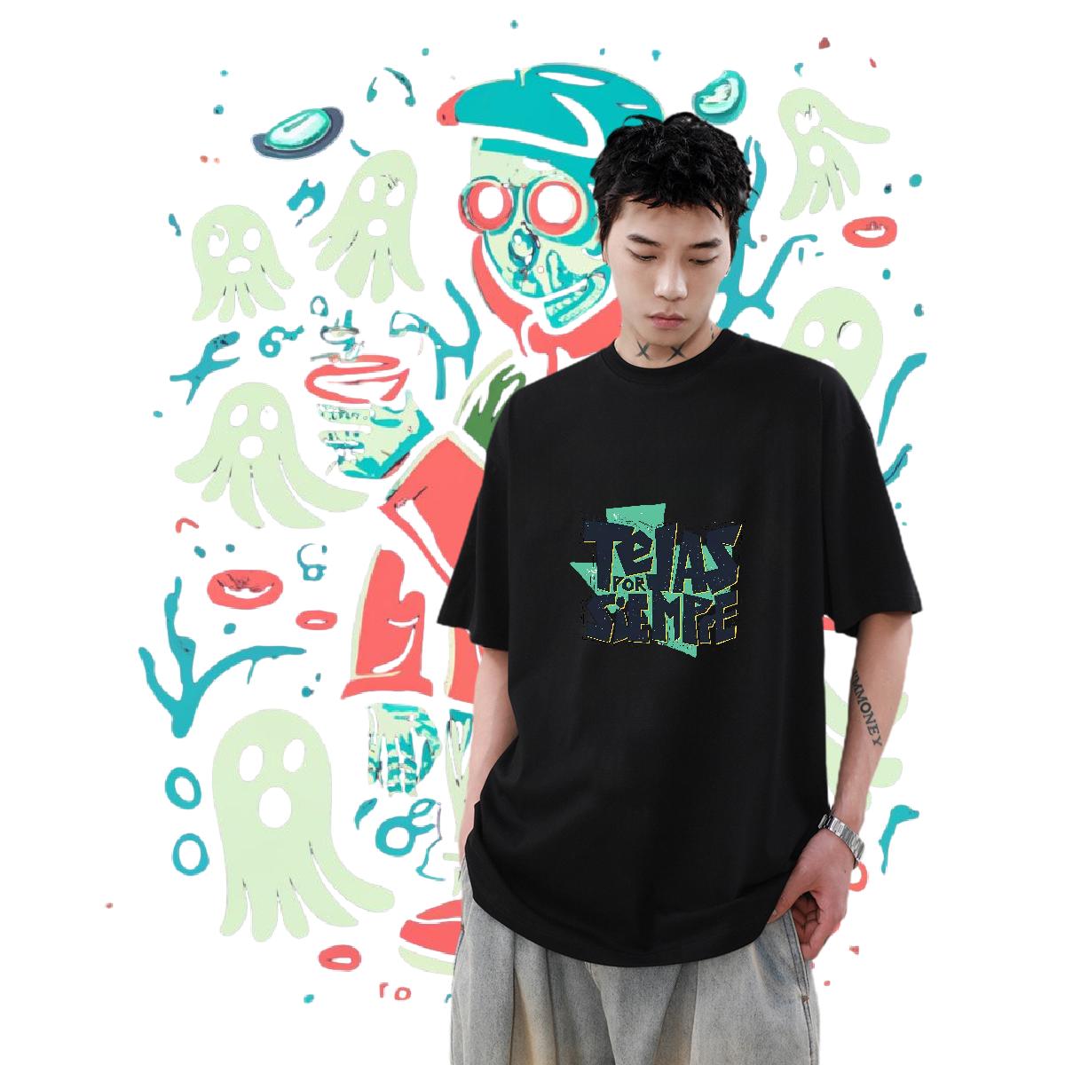 Fashion T Shirt For Man Floral Print Men Tops Tees Street Casual Cotton O Neck Short Sleeves Wholesale Clothes