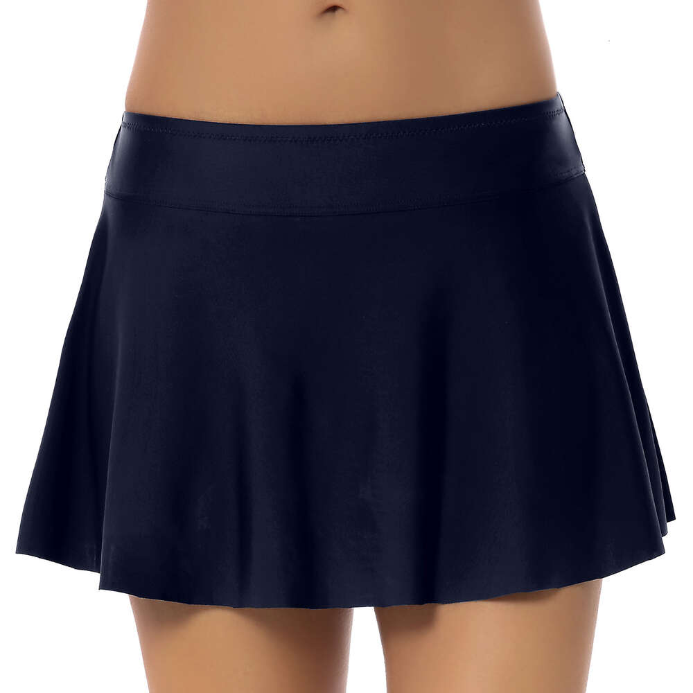 High Elasticity Washable Solid New Pattern Temperament 2023 New Women's Solid Color Minimalist Swimsuit Skirt Waist Self-cultivation Sexy Tempera