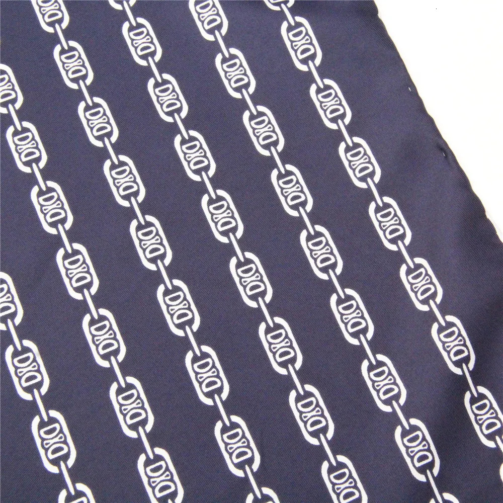 90cm Manual Hand Rolled Twill Silk Scarf Women Chain Print Curled Square Scarves Echarpes Foulards Female Wraps Bandana Hijabs 240712
