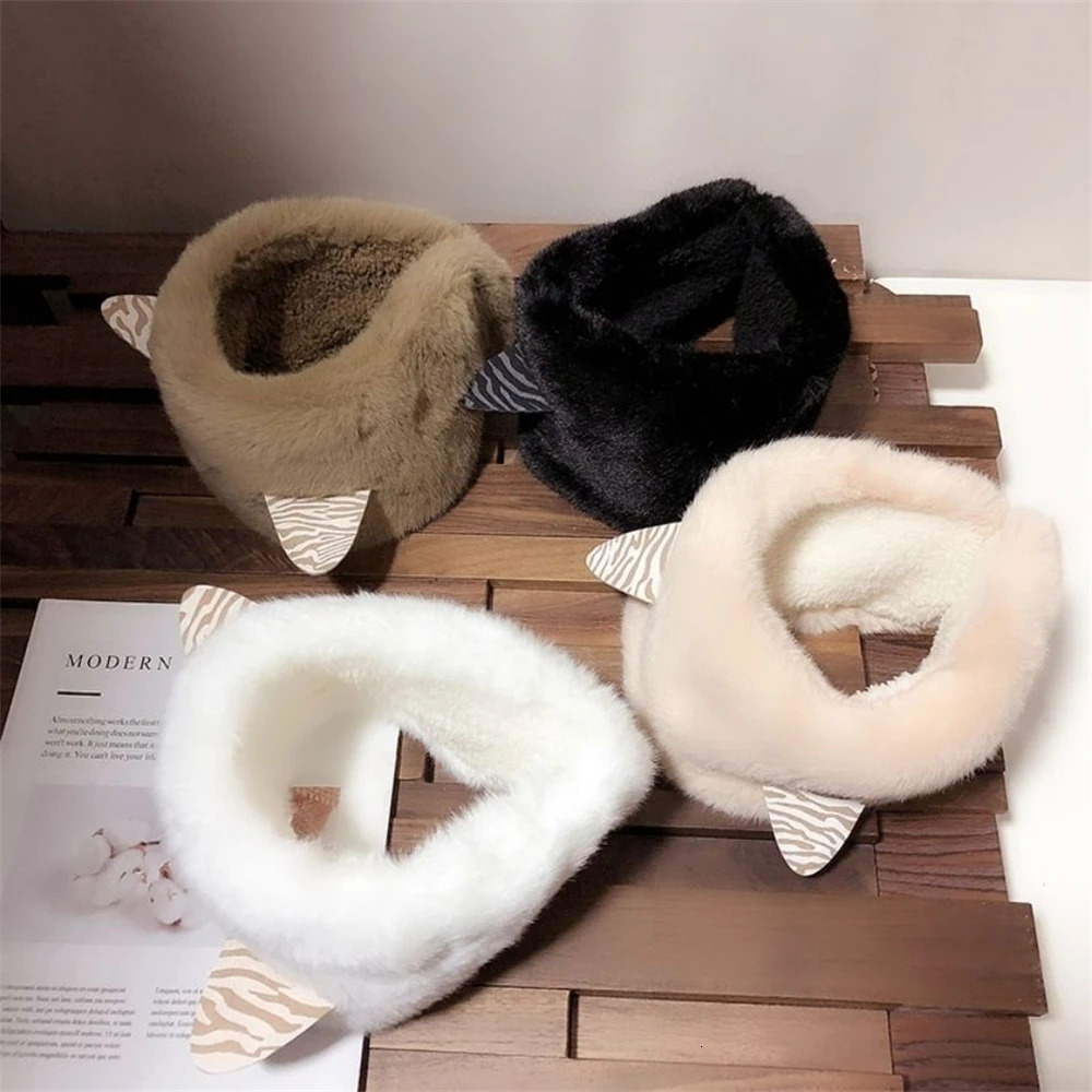 Cute Cat Bear Ears Earmuffs Korean Female Warmer Headband Winter Plush Earplugs Adults Kids Tie Fur headphone Orejeras De Invier 240712