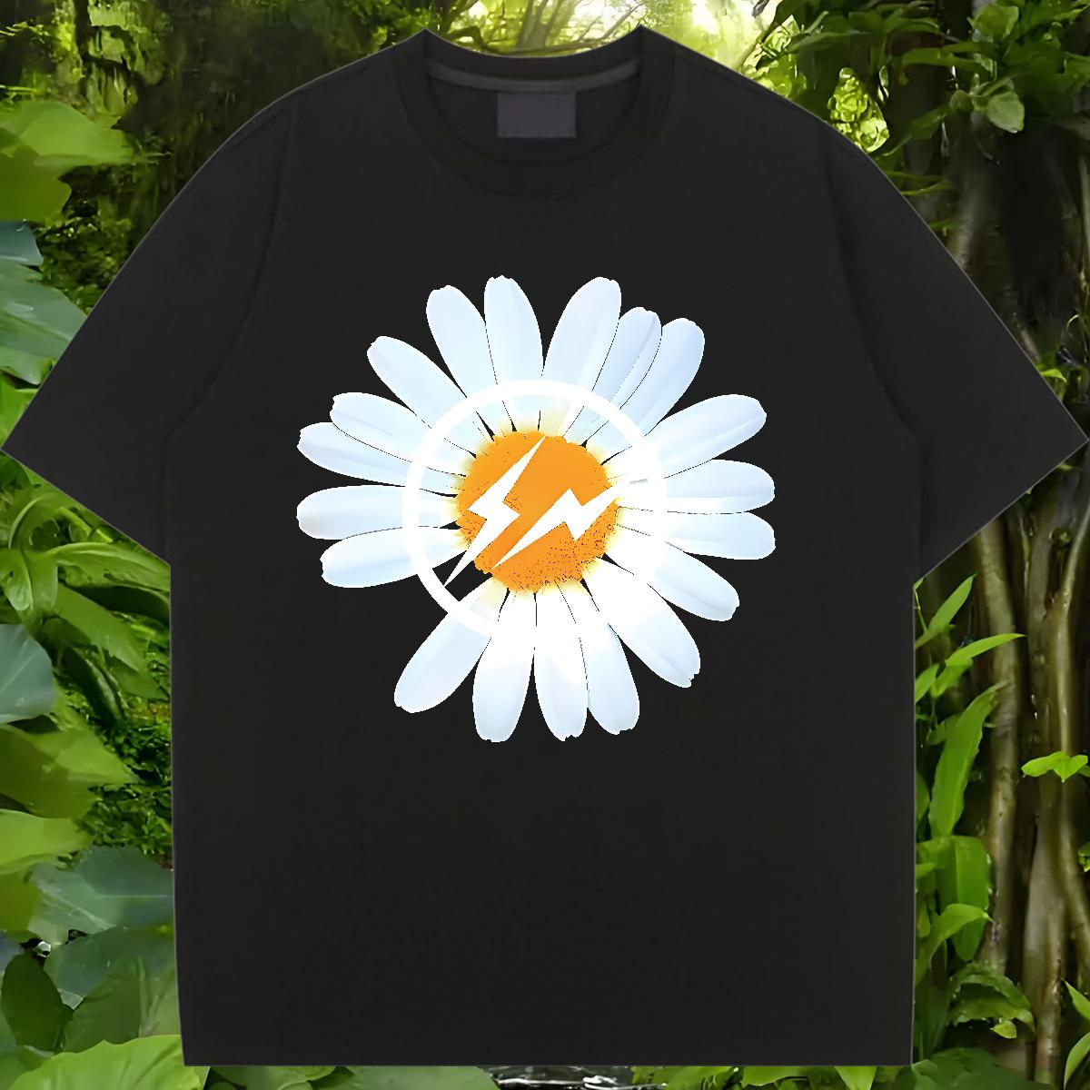 Cotton Breathable Short Sleeve Woman T Shirts Casual New Street Unisex Tshirts Cartoon Floral Printing Loose fit Tee Shirt