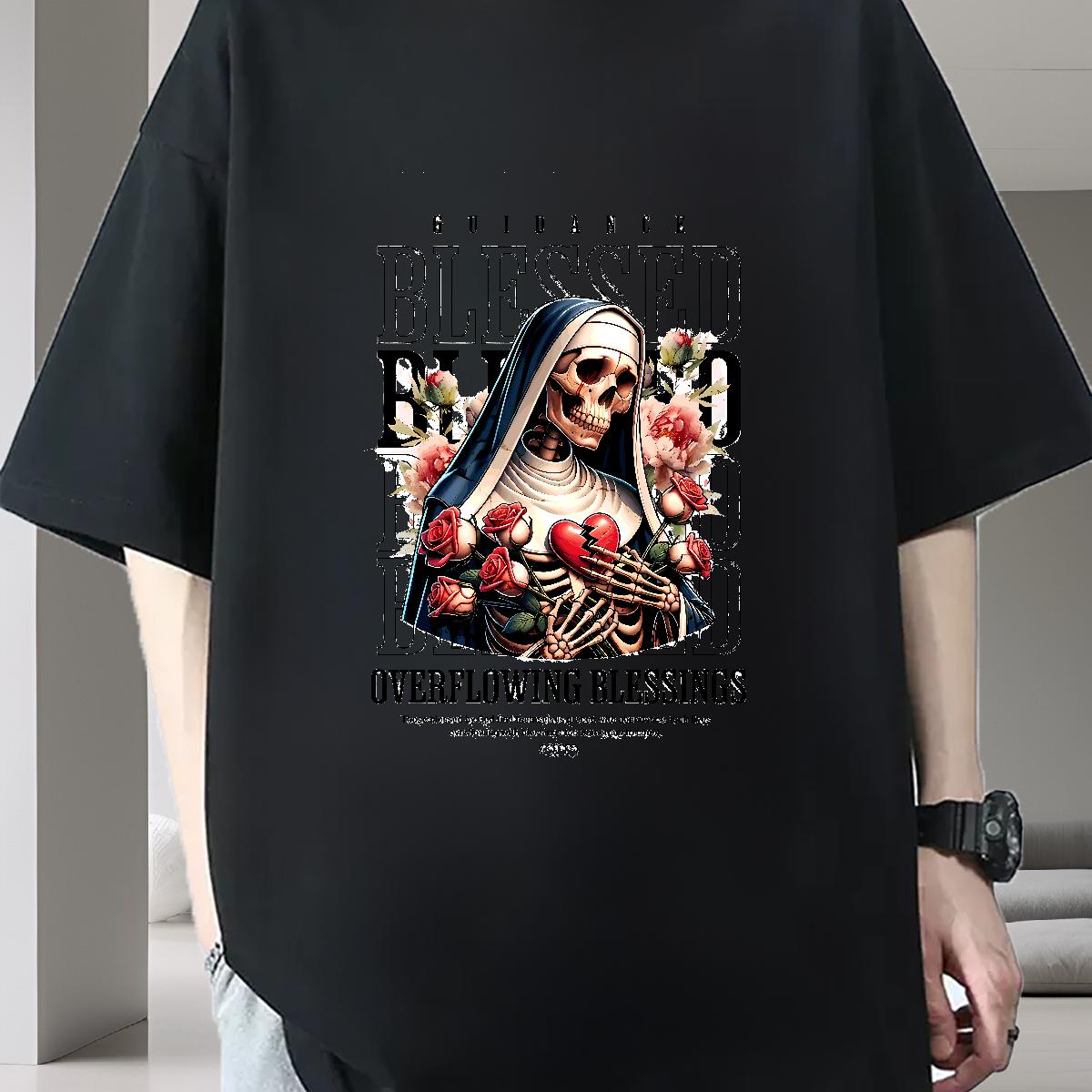 Loose Men Tshirts Crew Neck Cotton Breathable Anime Printing Street T Shirts Men Black Oversized Fashion Design Top Tees