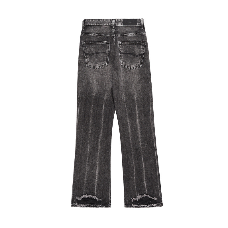 D1231 Custom American high street distressed vintage washed Black flared casual denim men's jeans