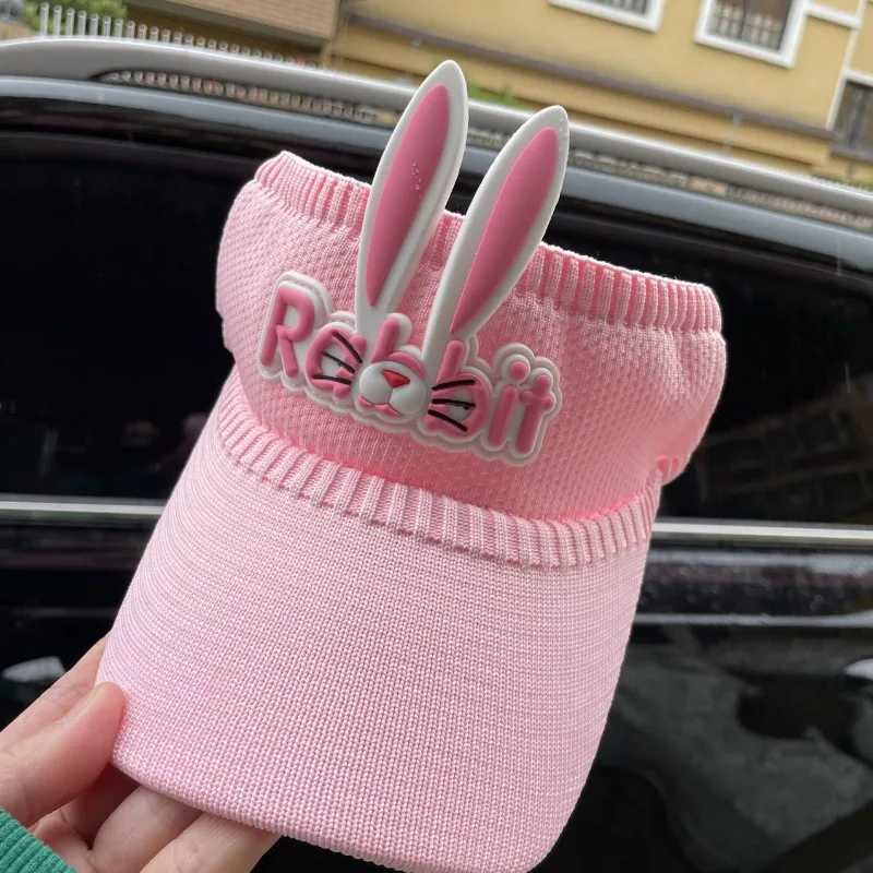 3-12 Year Childrens Summer Hat Cute Cartoon Rabbit Wing Visual Childrens Boys and Girls 2023 New Thin Hollow Breathable Childrens Top CoverW240713