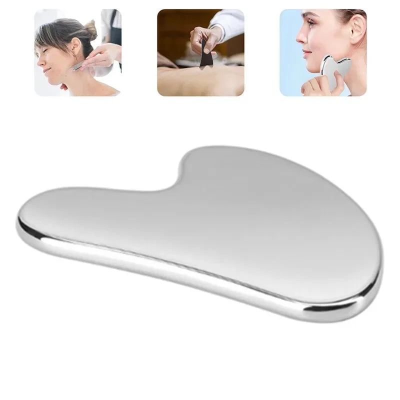 Gua Sha Tools Stainless Steel Gua Sha Massage Tools Natural Universal Silver Metal Gua Sha Plate 240713