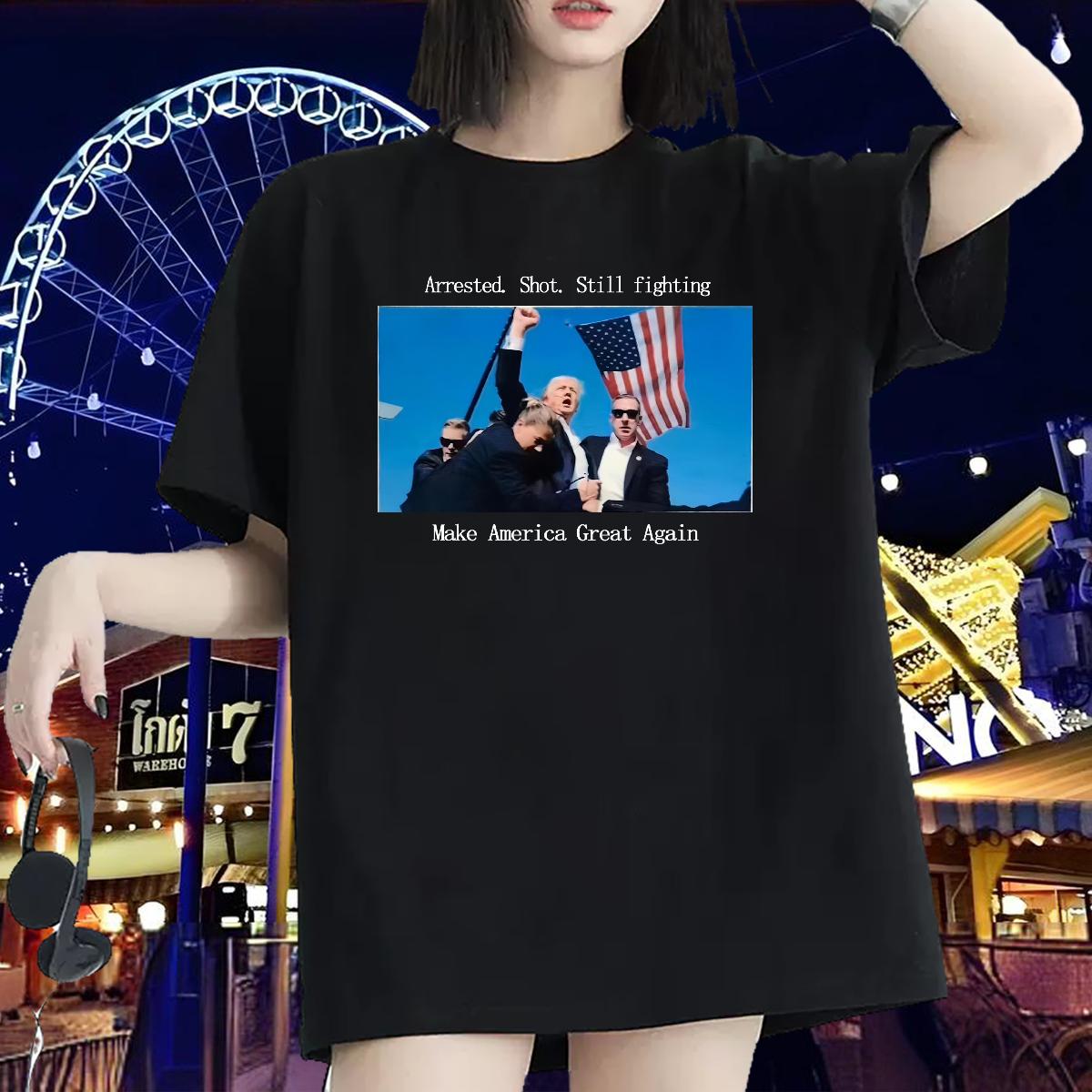 DIY Women T Shirts 230g 100% Cotton O-Neck Short Sleeve Cotton Make America Great Again Cartoon Printing S-4XL Top Tees Daily Wear High quality Women 