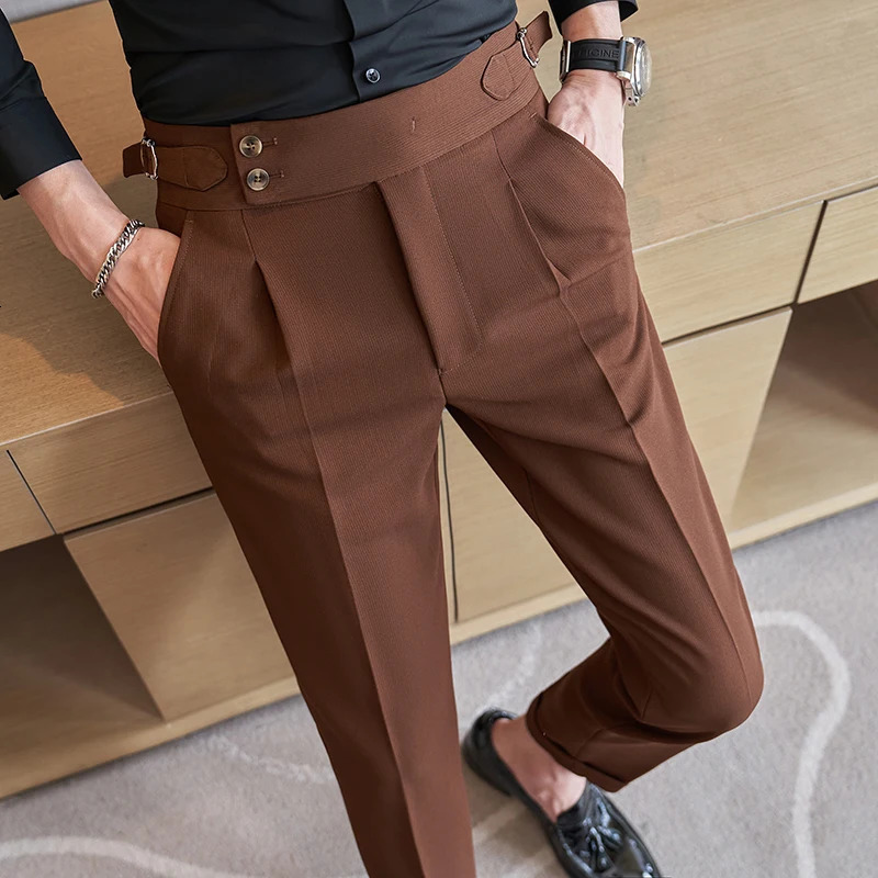 Blue Green Suit Pants Mens Fashion Slim Dress Trousers White Black Khaki Pantalones Hombre Fall/Winter Male Pant 28-32 33 34 36 240708