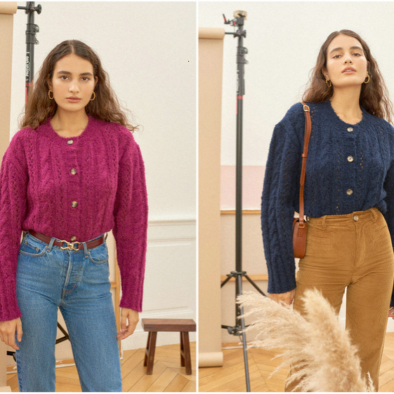 Solid 256 # Ref Coarse Knitted Sweater Jacket Top 2020 French Style Women's Clothing Autumn Dress Women Loose Waist Novelty Denim Dress High Wais