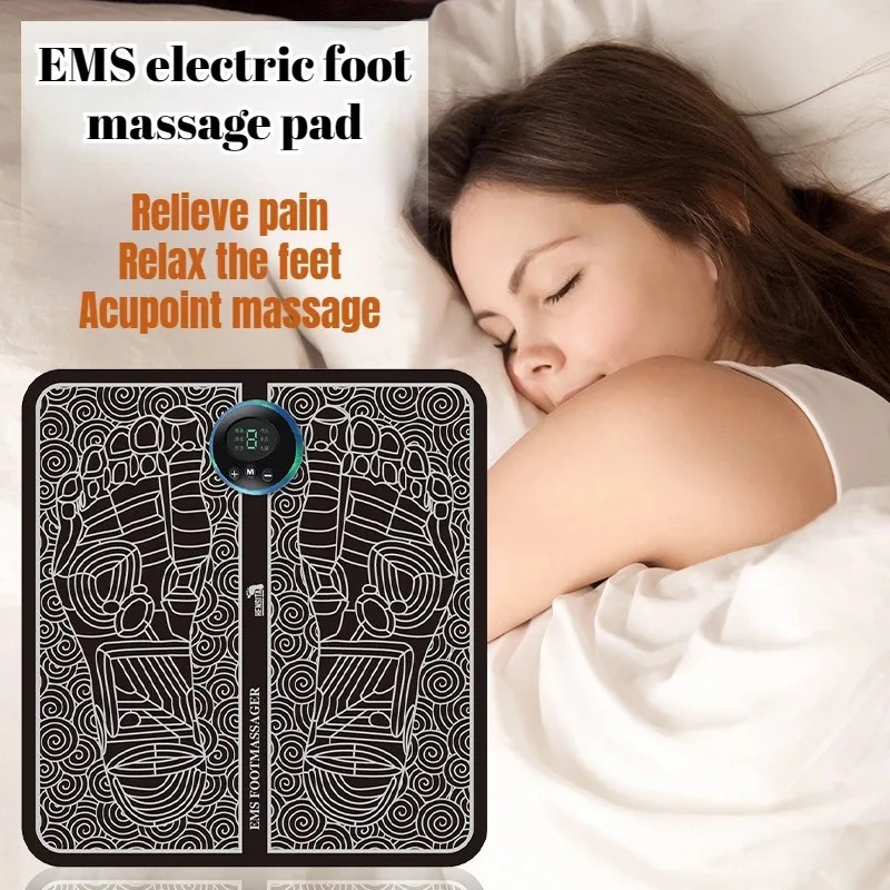 Electric EMS foot massager pad electric muscle stimulation foot massager USB charging portable folding massage pad 240713