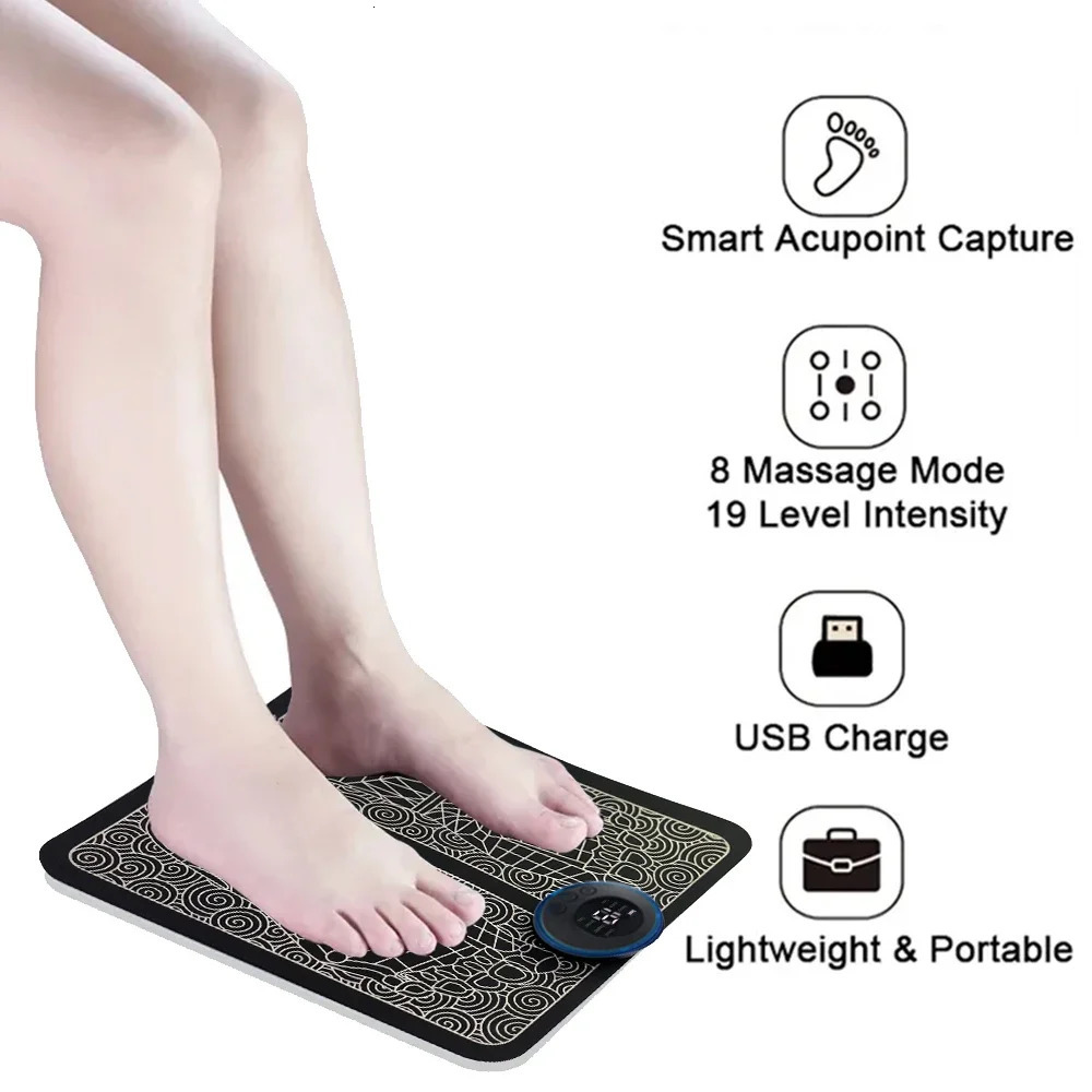Electric Foot Massage Pad USB Charging Relaxation Foot Acupoint Massage Improves Blood Circulation 8 Modes 19 Levels Relaxation 240713
