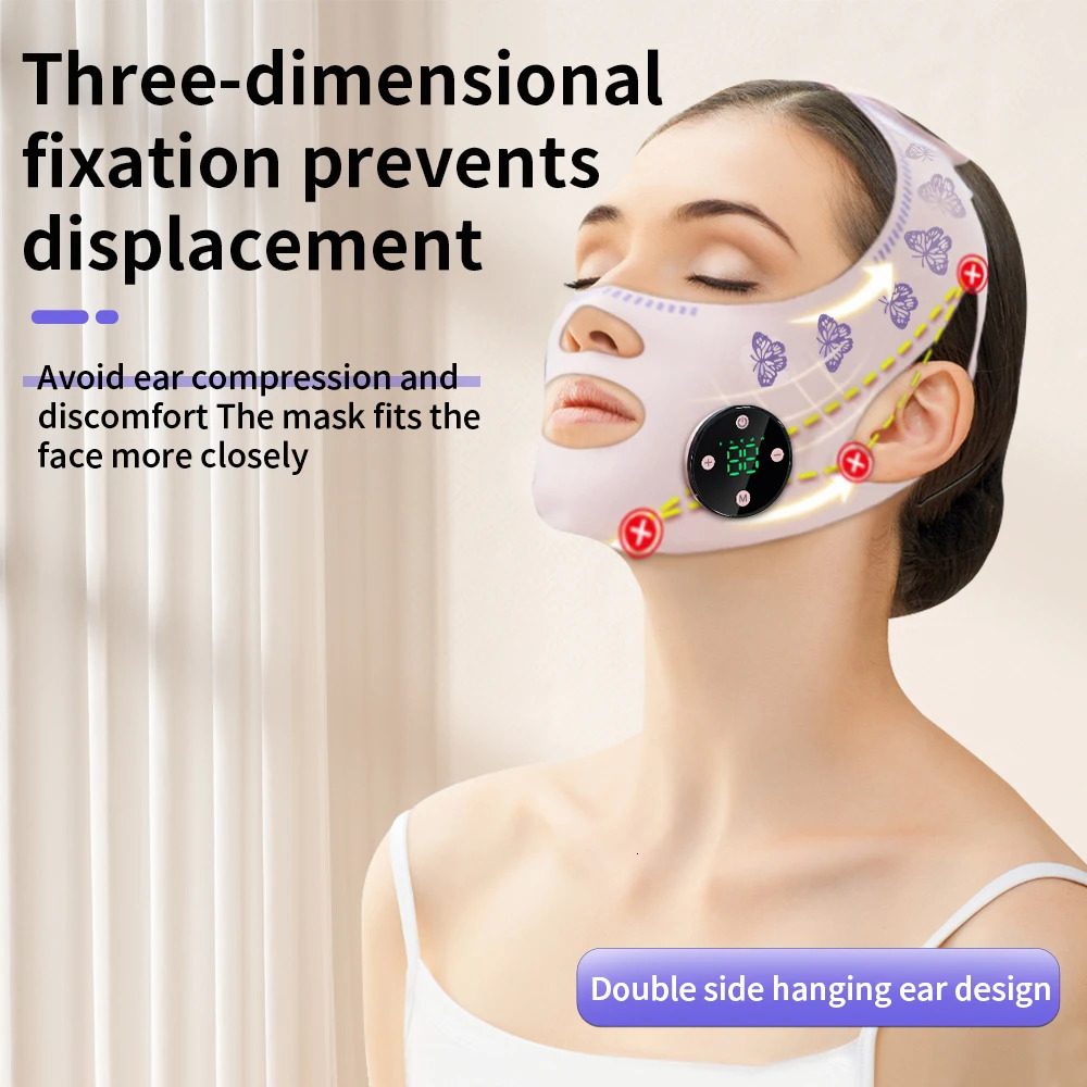 EMS Head Massage USB Charging Face Slimming Belt Face Reduce Double Chins Cheeks Improve Face Slimming mask 240713