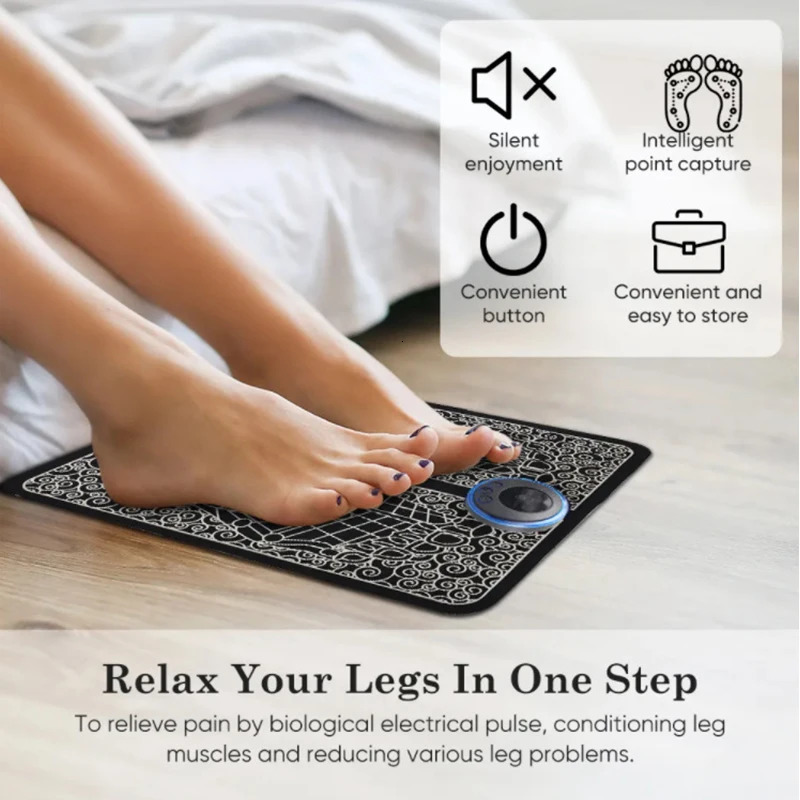 EMS foot massager pad portable folding massage pad pulse muscle stimulation improves blood circulation relieves pain relaxes feet 240713