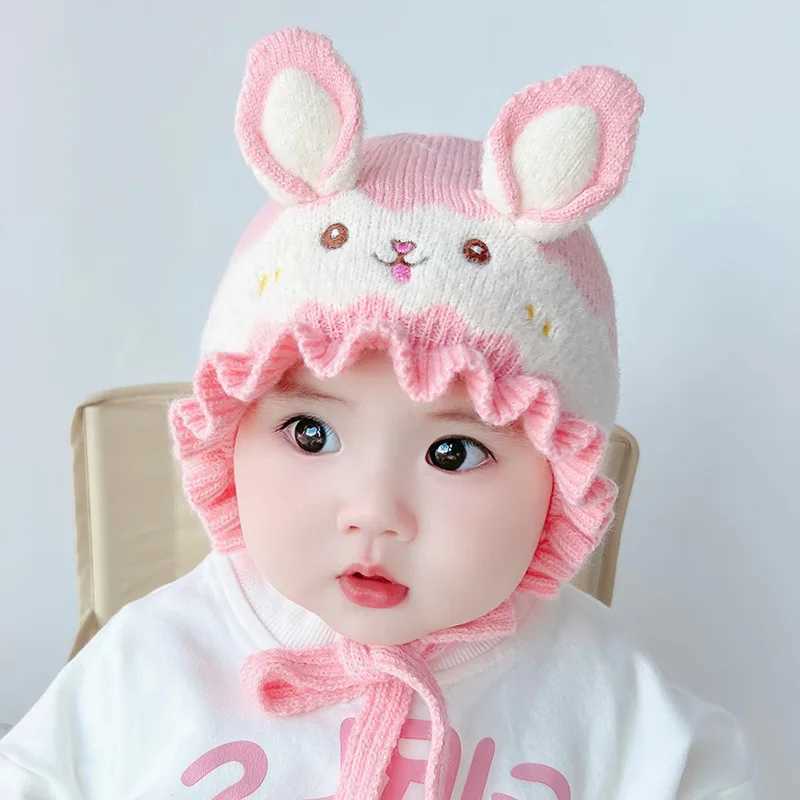 Baby Ear Protection Knitted Hat Baby Photography Prop Bucket Hat Cute Cartoon Rabbit Winter Hat 3-18MW240713