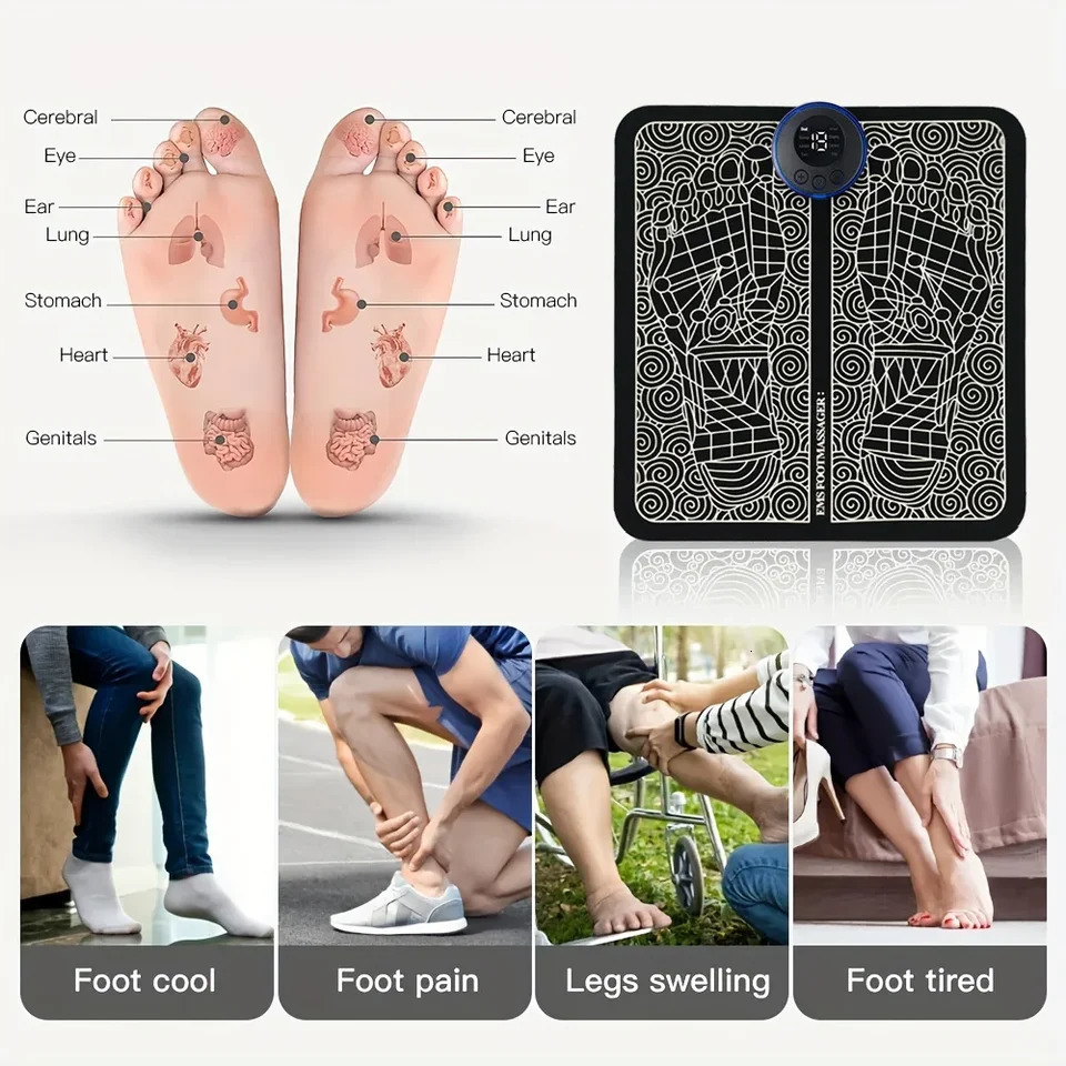 Electric USB charging foot massage pad for relaxing foot acupoints improving blood circulation with 8 modes and 19 levels of relaxation 240713