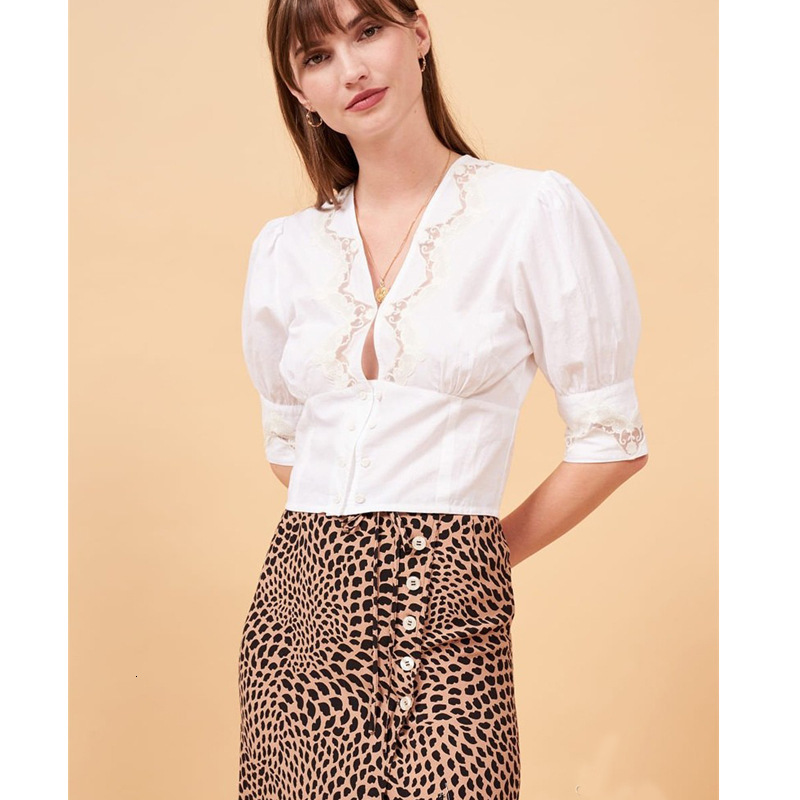 325 # Ref Pure Cotton Lace Hollow Top 2021 Summer New French Style Women's Clothing Self-cultivation Loose Sexy Novelty BOHO DRESS Round Neck Dre