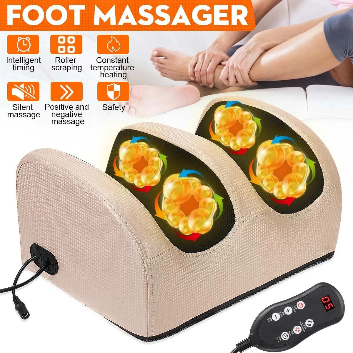 Electric foot massager reduces fatigue vibration massage automatic infrared heating treatment relaxation and improves blood circulation 240713