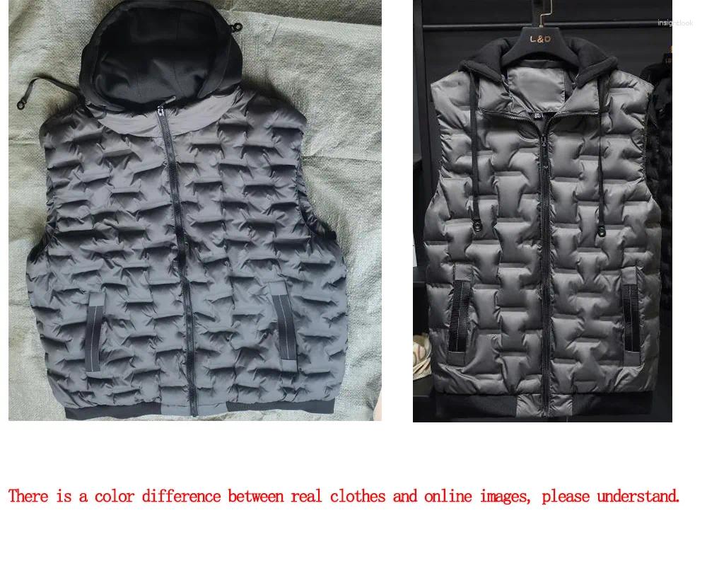 Men's Jackets 2024 Man Vest Jacket Winter High Quality Waistcoat Casual Sleeveless Hooded Coat Asian Size