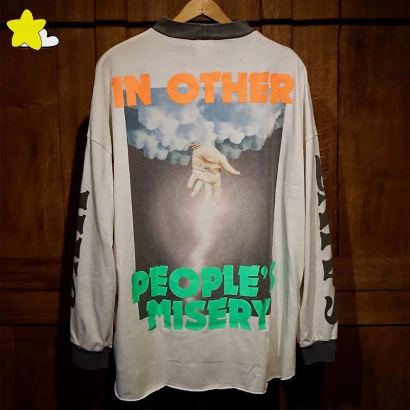 High Quality Jesus Burning Hand Lightning Long Sleeve TShirt Men Women 1 Oversized Saint Micheal T Shirt 24SS Tops Tee 240712