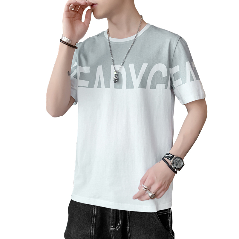 Summer round neck short sleeved fashion brand men's casual slim fit youth printed T-shirt