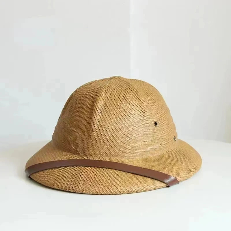 2024 Fashion Vietnam War Army Hat Women Men British Explorer Straw Helmet Summer Boater Bucket Sun Hats Unisex Jungle Miners Cap 240709
