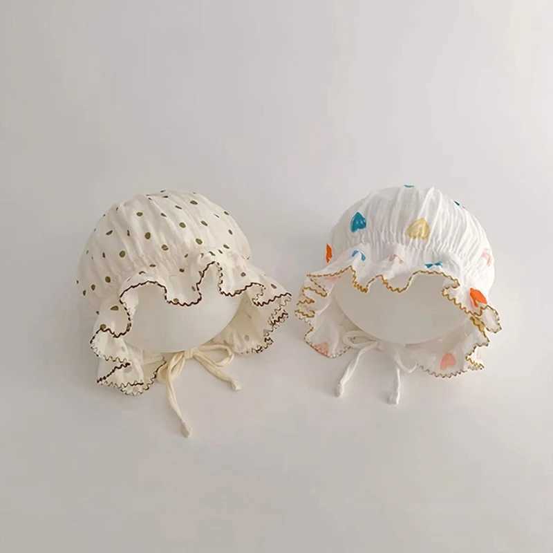 Newborn Baby Hat Summer Soft Cotton Baby Boy and Girl Lace Hoodie Cute Bear Rabbit Flower Printed Preschool Sun HatW240713